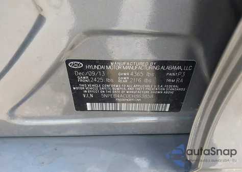 2014 Hyundai Sonata Gls из США, поврежденный, VIN 5NPEB4AC0EH863858
